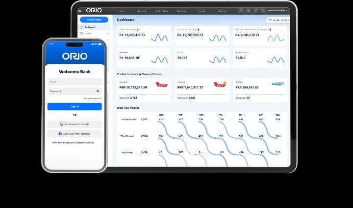 Orio COD management dashboard on mobile and tablet